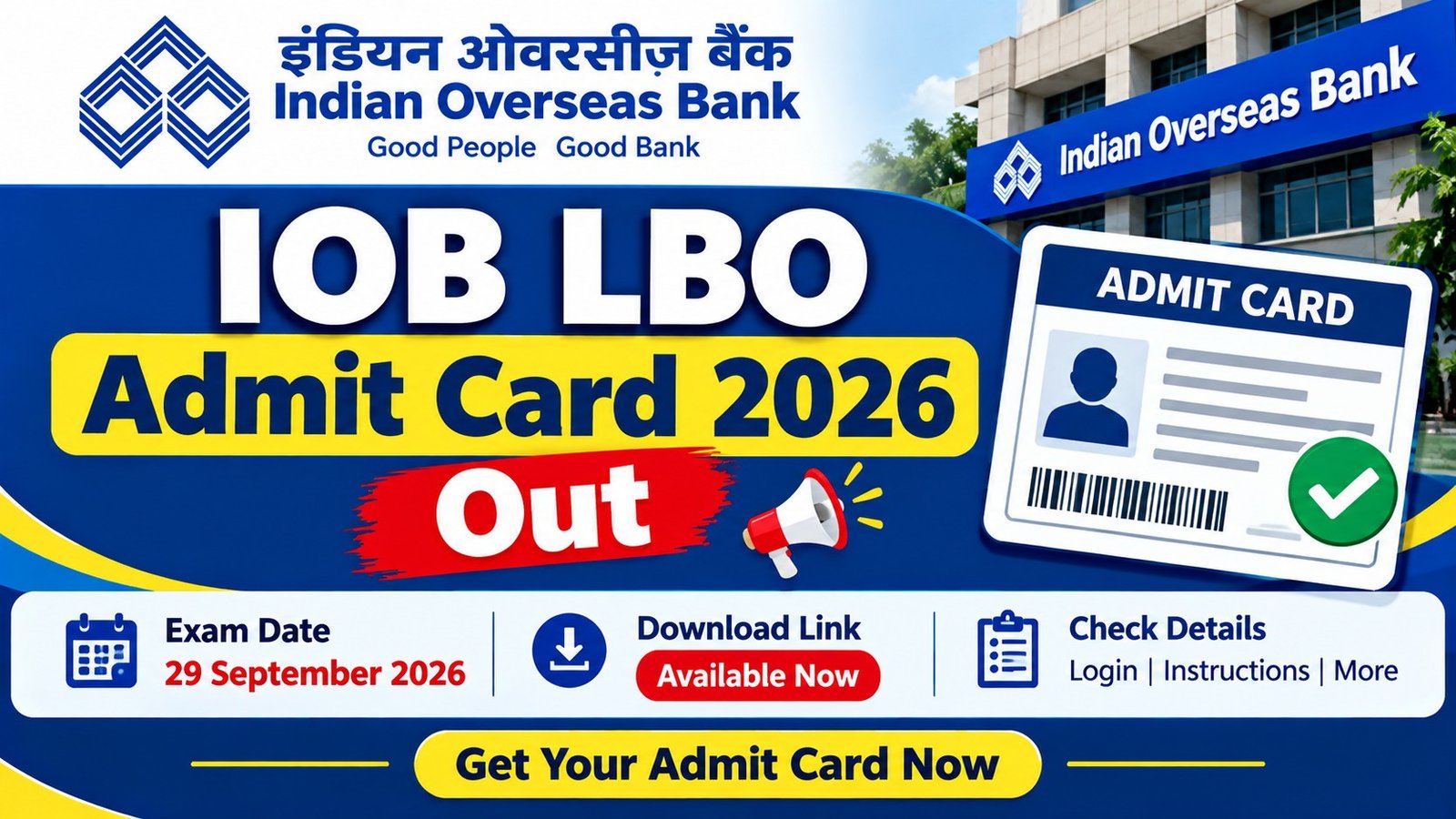 IOB LBO Admit Card 2026 Out