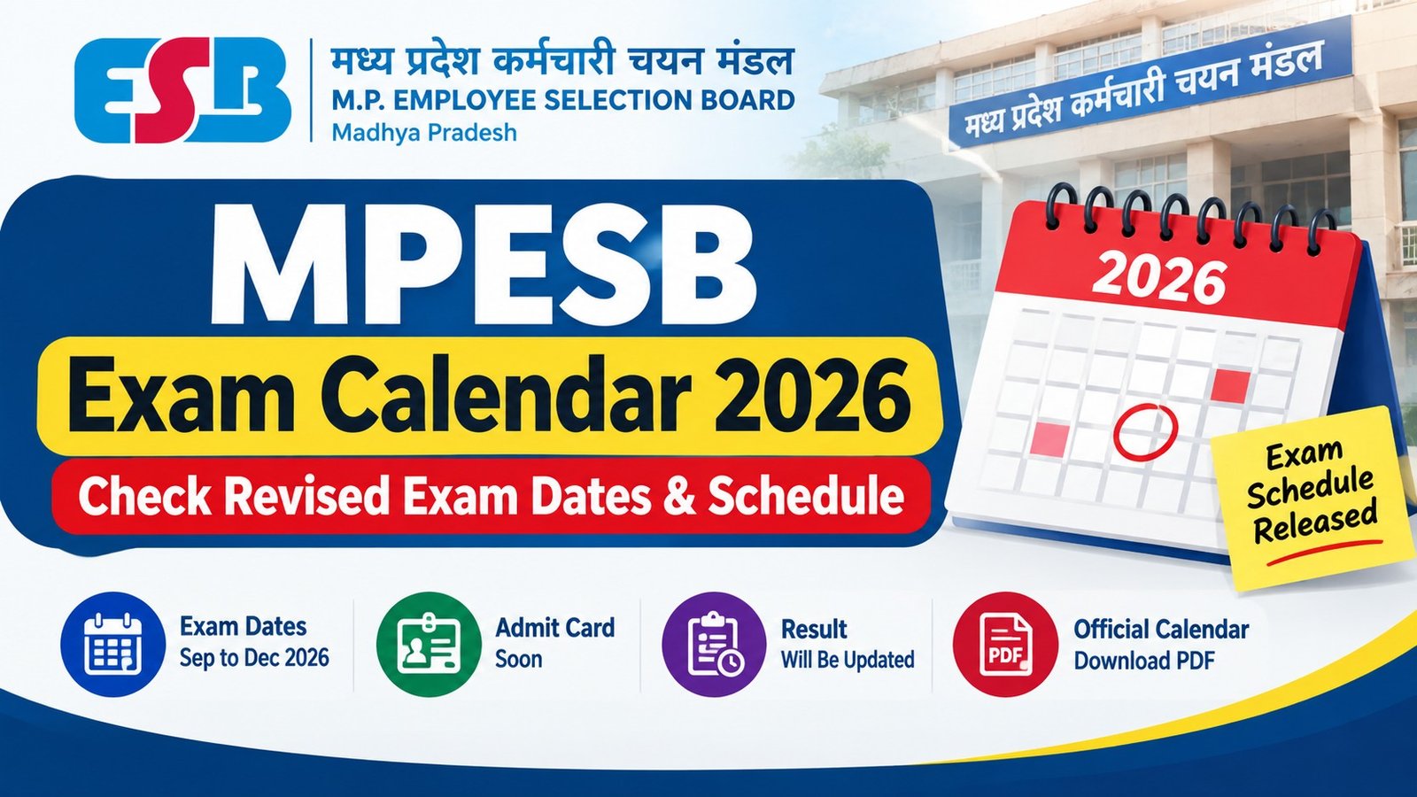 MPESB Revised Exam Calendar 2026