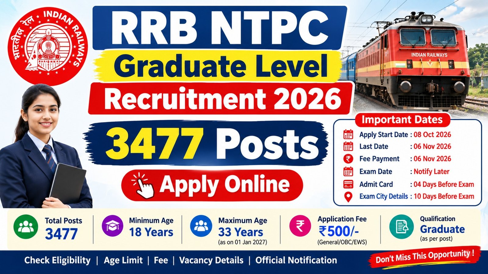 RRB NTPC Graduate Level Recruitment 2026