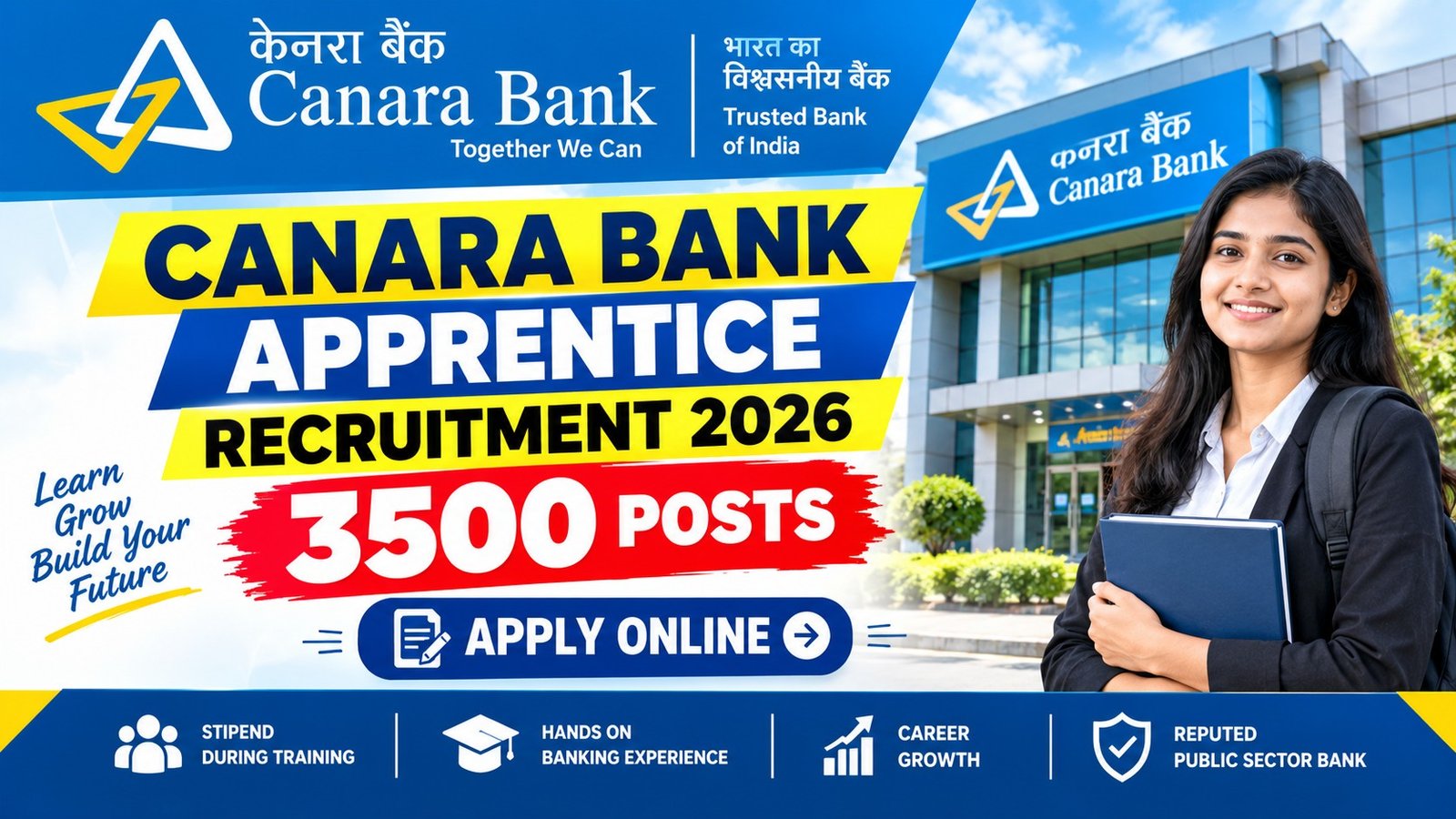 Canara Bank Apprentice Recruitment 2026 – 3500 Posts, Apply Online