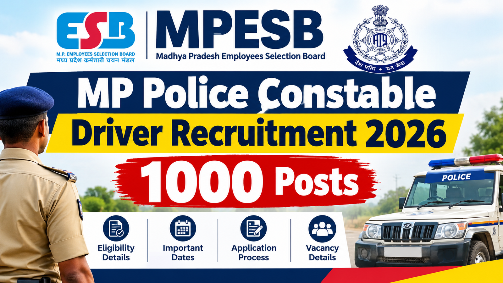MPESB MP Police Constable Driver Recruitment 2026 – 1000 Posts Apply Online