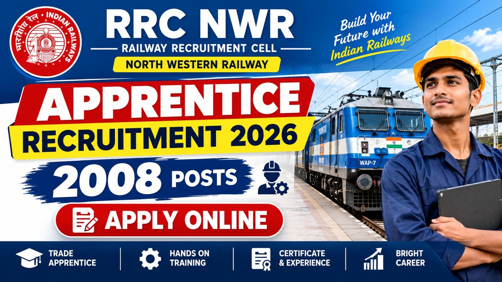 RRC NWR Apprentice Recruitment 2026 – 2008 Posts, Apply Online